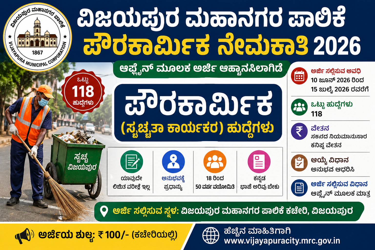 Vijayapura Pourakarmika Recruitment 2026